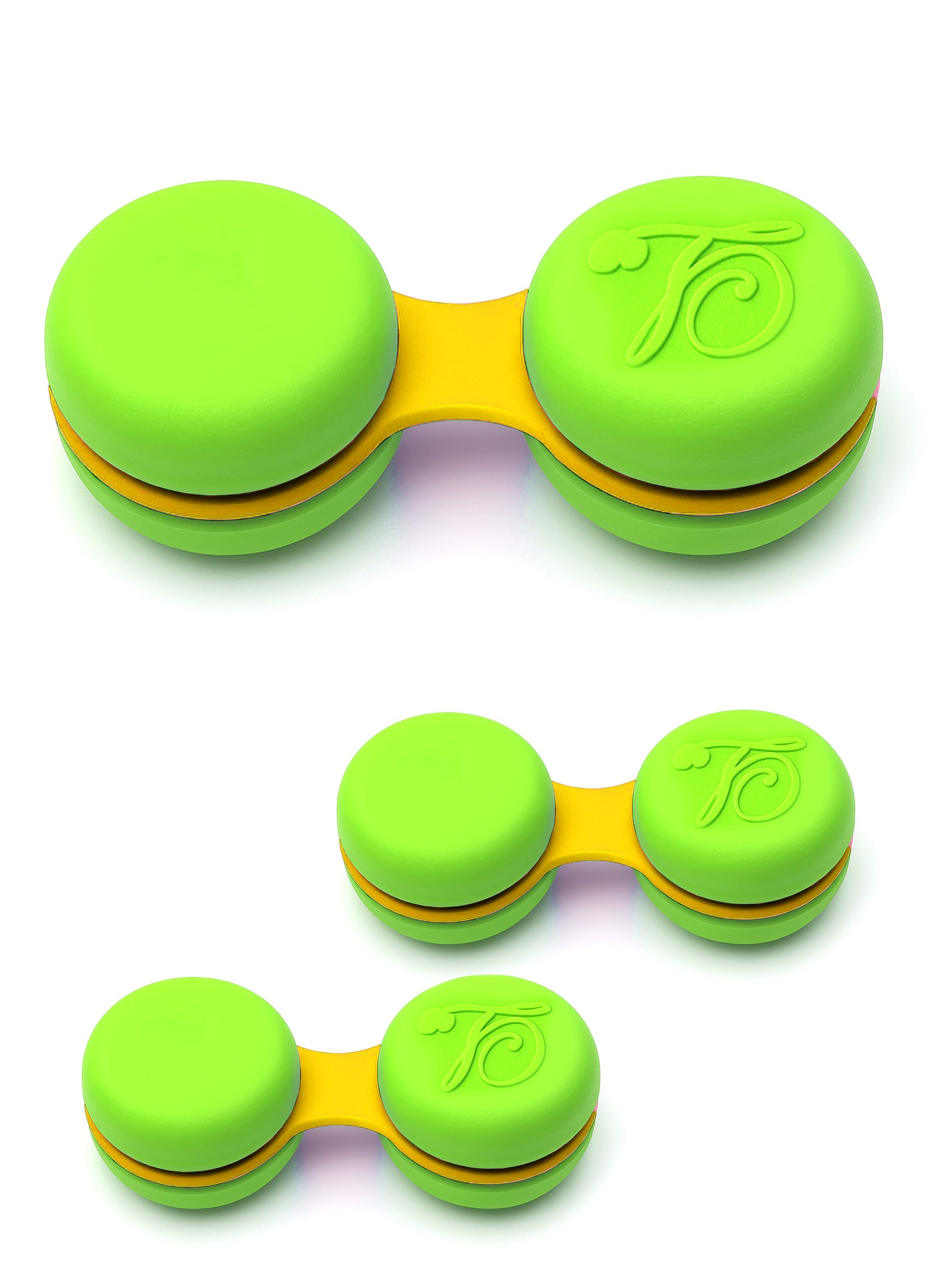 SPORTS WORLD VISION 3PC Green Macaroon Contact Lens Case | Compact, Portable & Leakproof Contact Lens Holder | Durable, Travel-Friendly Contact Lens Solution Box with Same Color Set