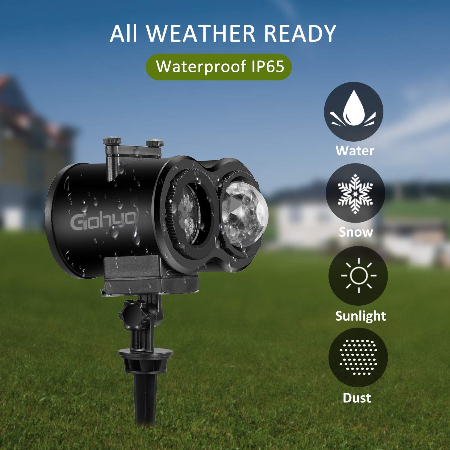 Gohyo Projector Lights for Halloween Christmas Decoration 2 in 1 Ocean Wave Remote Control Waterproof Outdoor Indoor Landscape Lighting