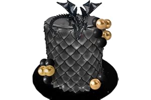 ROARING GOOD TIME Fantasy Black 3D Dragon Cake Topper Dragon Eggs Cake Decor Black Balls Cake Decor for Baby Shower Birthday Wedding Party Supplies