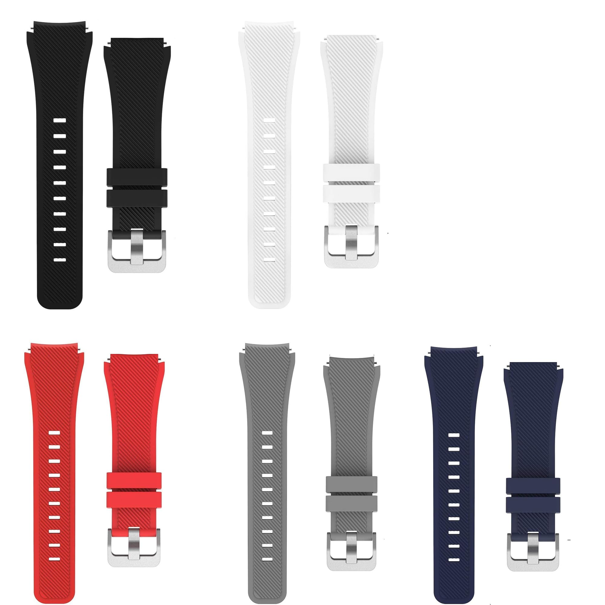 Blueshaweu Compatible for OnePlus Watch 2 Bands, Sports Silicone Band Strap Replacement Wristband Compatible with OnePlus Watch 2 46mm / OnePlus Watch 1 (5 pack)