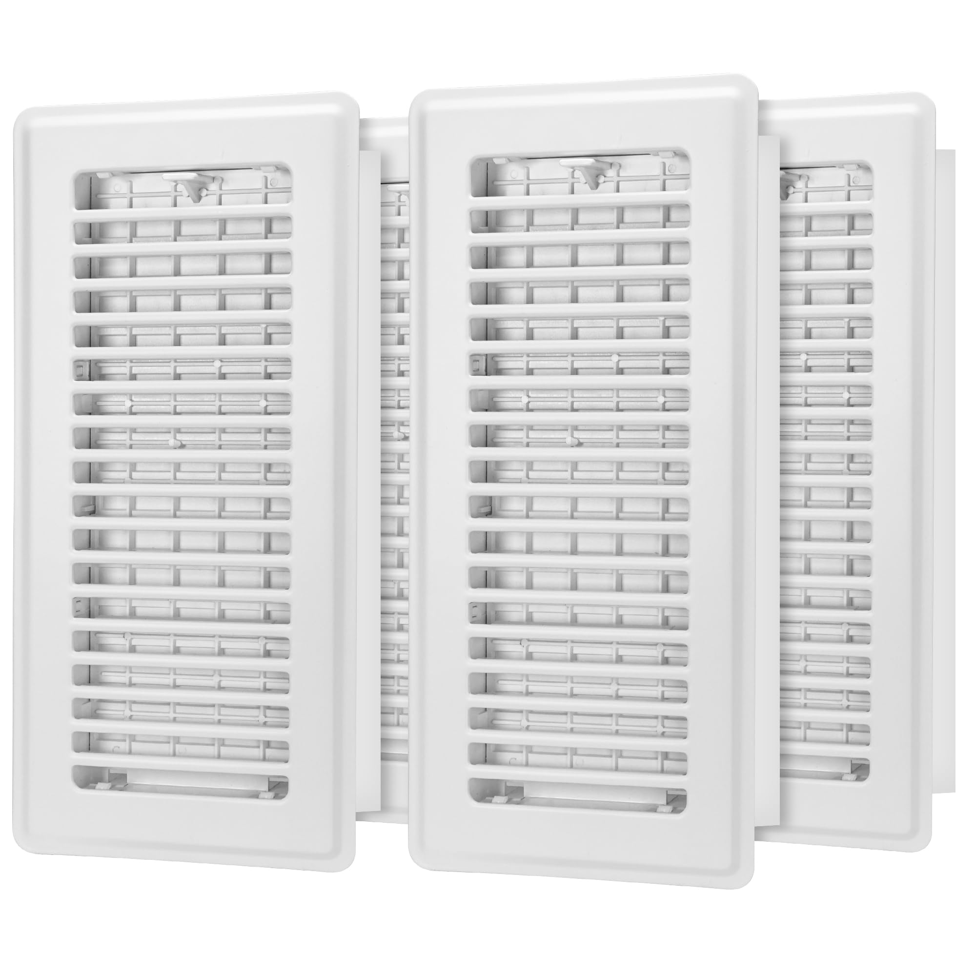 Photo 1 of Floor Register 4x10, 4 Pack Floor Vent Covers for Home Floor Heavy Duty Steel Panel Walkable Floor Grates Adjustable Air Vent Covers 4" x 10" Floor Vent, White