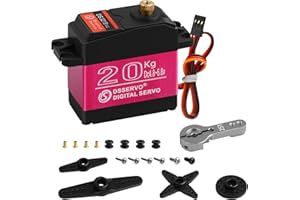 BEFFKKIP 20KG RC Servo High Torque Servo Motors, Waterproof Full Metal Gear Steering Servo with 25T for 1/6 1/8 1/10 1/12 RC Car Robot DIY, Digital Servo with 25T Servo Horn, Control Angle 270°