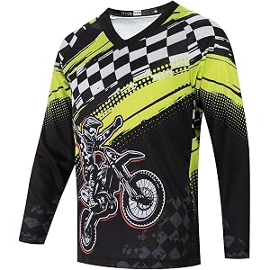 Kids Cyling Jersey,Youth Dirt Bike Jersey Boys Bicycle Shirt Girls Motorcycle Motocross Long Sleeve Off-Road Downhill Tops