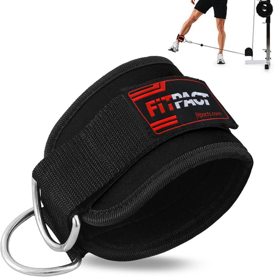 FITPACT Ankle Straps Cable Machine Cuff Pulley Attachment Adjustable Hook And Loop D Ring Gym Weight Lifting Leg Thigh Abs Leg Butt Exercise Band Workout