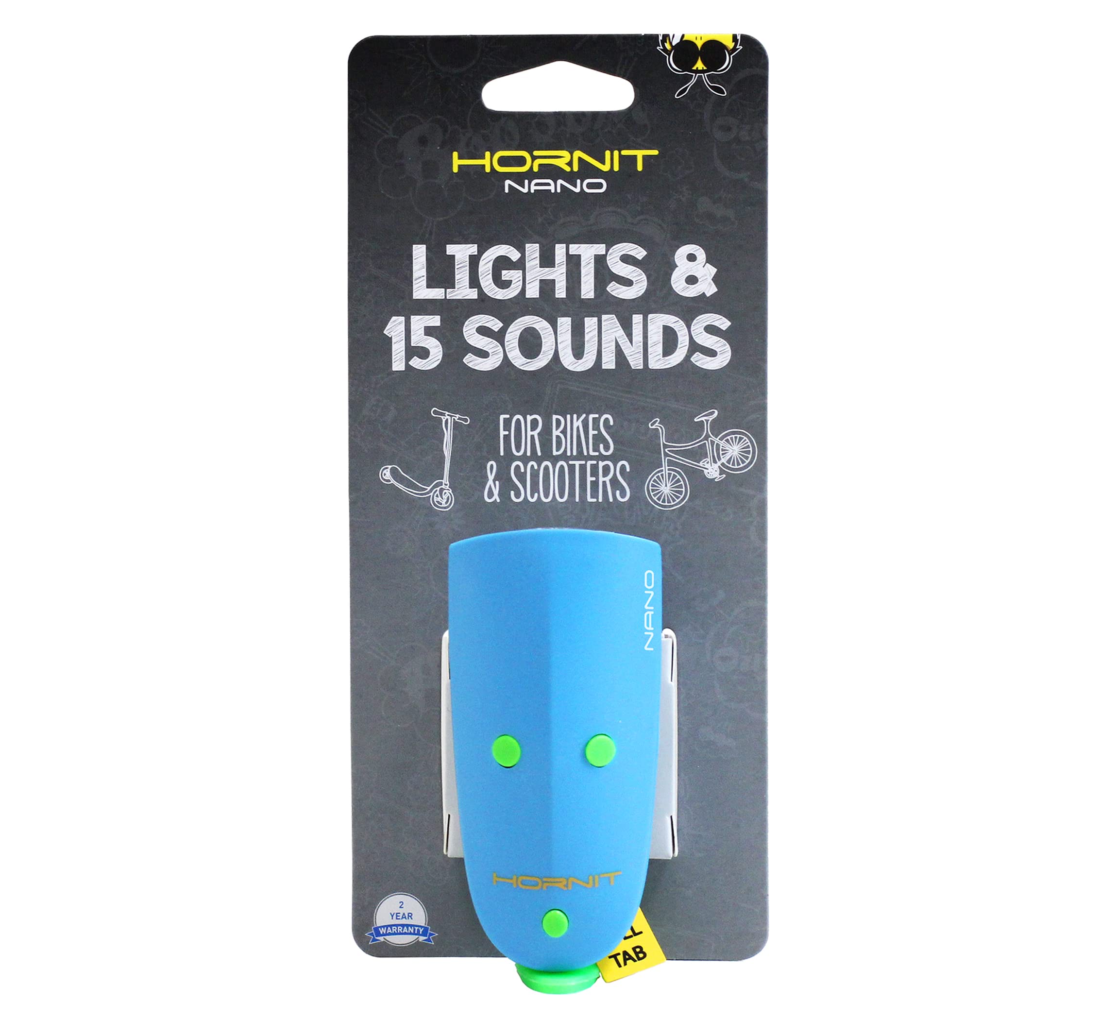 Hornit Mini Nano - Bike & Scooter Horn and Light for Children and Kids - 15 Sound Effects / 3 Light Settings