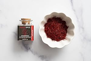 HERAY SPICE Heray Saffron, Premium Afghani Saffron Threads (Super Negin Quality A+) Fresh Pure All Red Thread Saffron Spice for Bouillabaisse Risotto, Paella, Tea's, Glass Jar Packing (0.5 Gram Saffron)