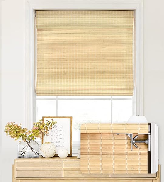 LAZBLINDS NO TOOLS NO DRILL CORDLESS BAMBOO ROMAN...