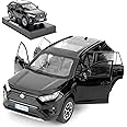 WAKAKAC Model Car 1/32 RAV4 Alloy Diecast Collectible Toy Car with Light and Sound Toy Vehicle Door Can Be Opened for Boys Kids Toddler Gift (Black)