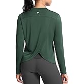SANTINY Women's Lightweight Long Sleeve Workout Tops Split Back Gym Running Hiking Athletic Shirt Quick Dry UPF 50+ Sun Shirt