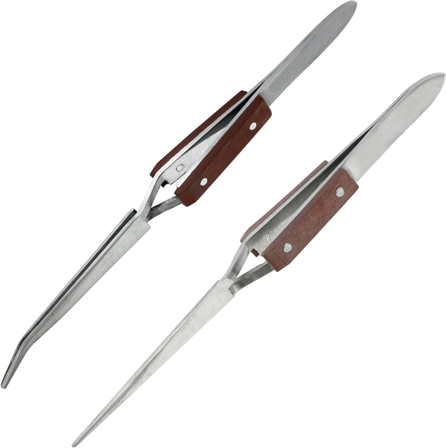 Modelcraft PTW1127/8 Straight Tips and Curved Reverse Action Tweezers - Multi-Colour (2-Piece), Multi-coloured