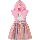 Disney Princess Tiana, Belle, Cinderella Girls Cosplay Hooded Tulle Dress for Toddler and Big Kids