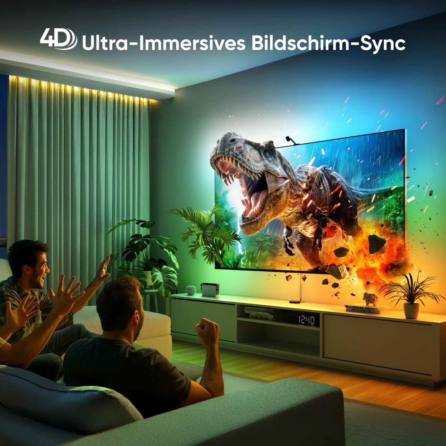 Nanoleaf 4D V2 Screen Mirror Zickzack Lightstrip Kit für TV/Fernseher bis zu 65 Zoll (165 cm) - Smart RGBW LED Streifen Hintergrundbeleuchtung + Kamera, Funktioniert mit Alexa Apple 2