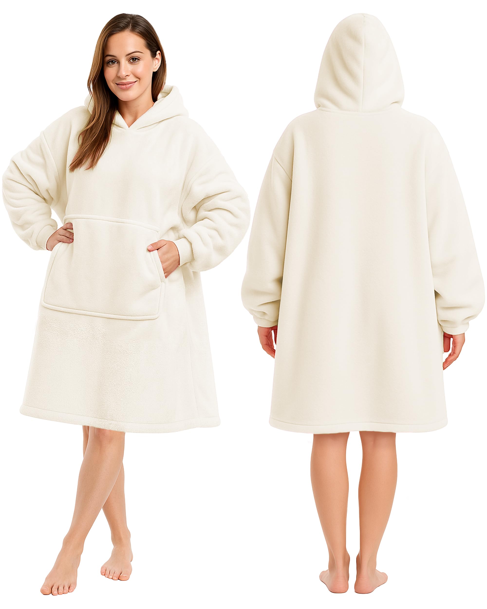 KEPLIN Oversized Blanket Hoodie – Ultra Soft Fleece & Sherpa Lined Wearable Hoodie Blanket with Large Pocket and Elasticated Cuffs – One Size Fits Most for Lounging, Travel, Camping & Home Comfort