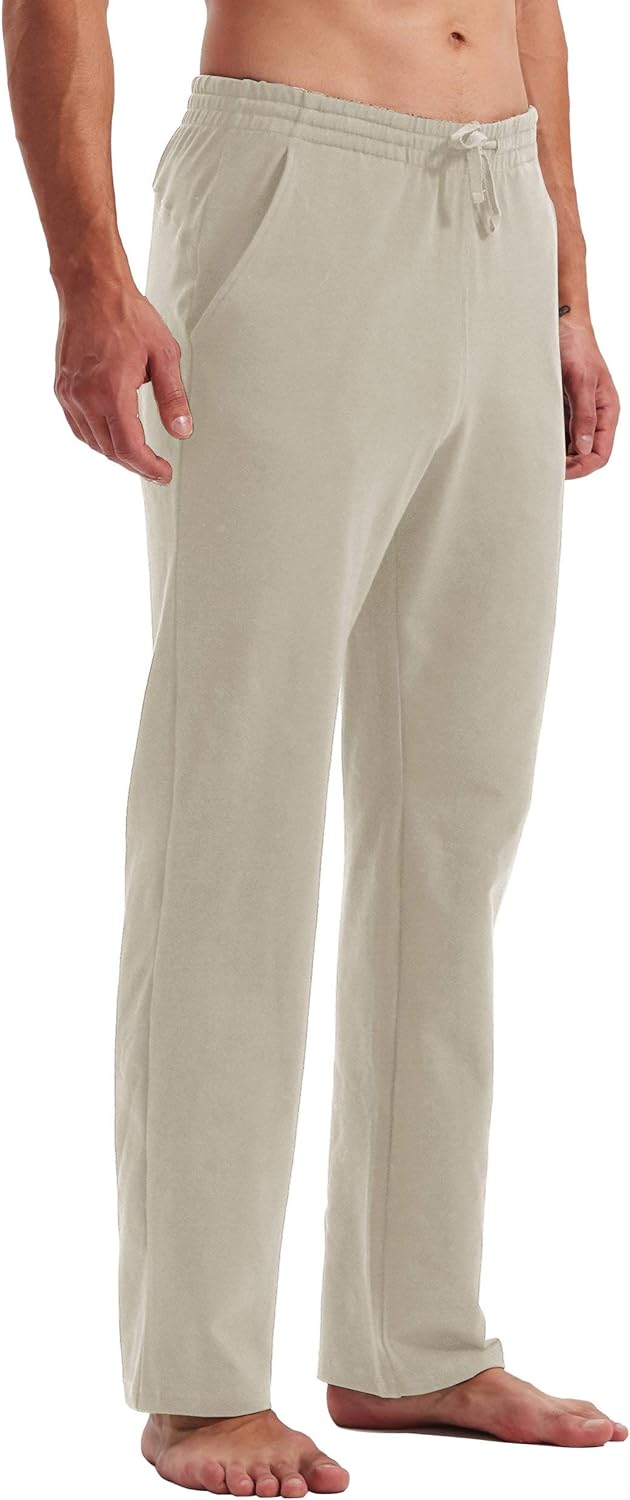 Willit Men's Cotton Yoga Sweatpants Open Bottom Joggers Straight Leg Running Casual Loose Fit Athletic Pants with Pockets : Clothing