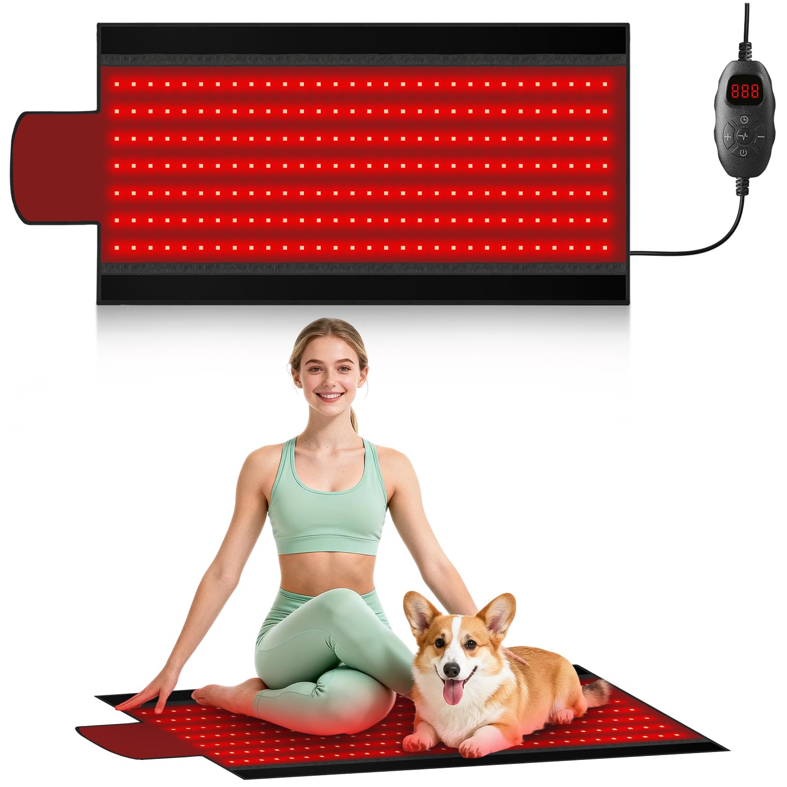 Photo 1 of **PARTS ONLY/ONLY HALF LIGHTS UP**Red Light Therapy Mat, 2in1 LEDs (660nm& 850nm) Red Light Therapy Blanket, Premium Material, Adjustable Timer & Intensity (210 LEDs) 15” x 33.4”