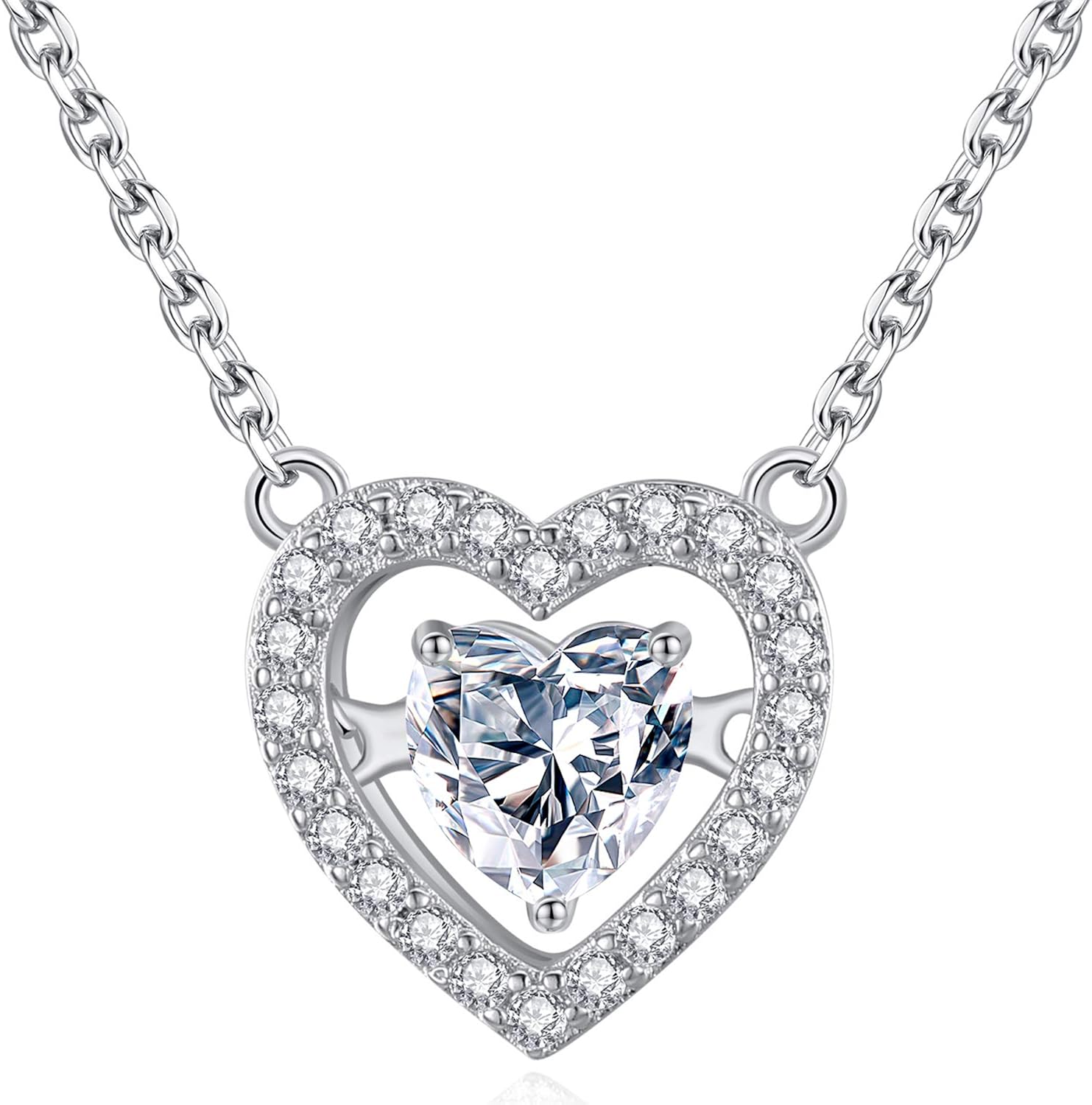 GoSparkling Dancing Heart Necklace Pendant White Gold