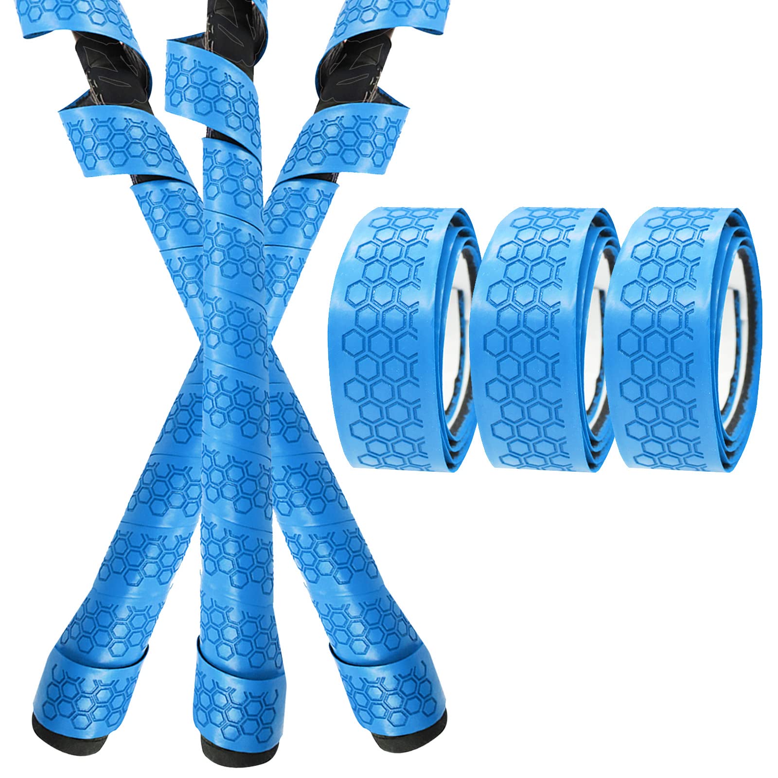 AMRTA Bat Grip Tape for Baseball 40" Standard Comfortable and Soft Bat 3 Grips for Tennis Softball Ice Hockey Grips, Pro Feel Replacement for Old Grip Tapes (Blue)