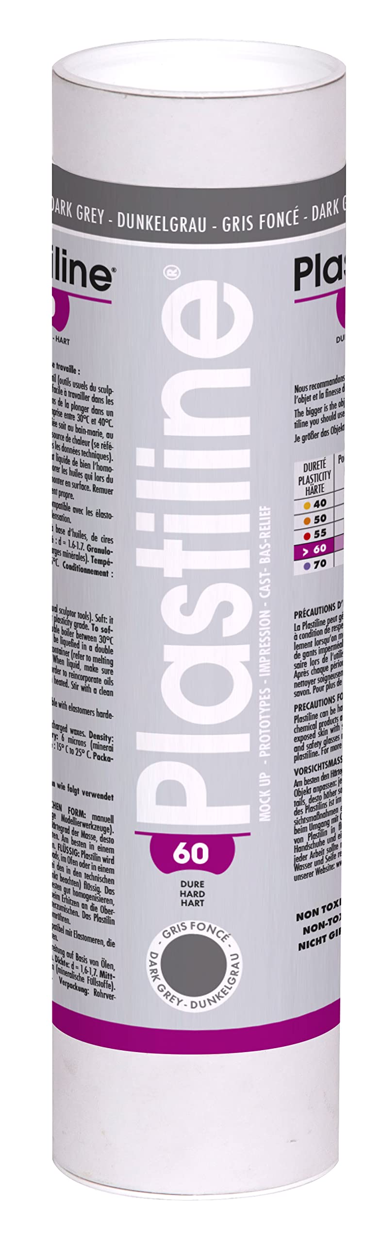 Plastiline 1760T - Plastiline tube - Modelling Paste, High Precision - Sculpting, Moulding - Hardness 60 (hard) - 1 kg - Dark grey shade. Made in France โ image 1