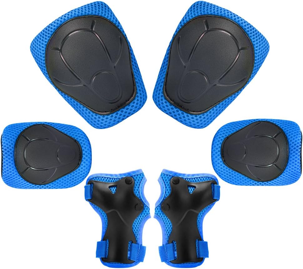 Sports Protective Gear Safety Pad Safeguard (Knee Elbow Wrist) Support Pad Set Equipment for Kids Roller Bicycle BMX Bike Skateboard Protector Guards Pads (Blue) : Sports & Outdoors