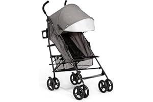 Jeep PowerGlyde Plus Stroller by Delta Children Lightweight Travel Stroller with Smoothest Ride, Aluminum Frame, 4-Position Recline, Extra Large Storage Basket, Grey