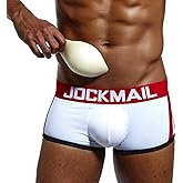 JOCKMAIL Men's Boxer Briefs Cotton Stretch Underwear Mens Padded Boxers Removable Front Cup Bulge Enhancing Underwear
