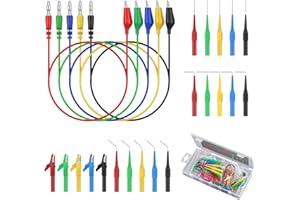 Neoteck 25PCS Back Probe Test Lead- 15PCS Back Probe Pins + 5PCS Banana Plug to Alligator Clip + 5 PCS Alligator Clips for Mu