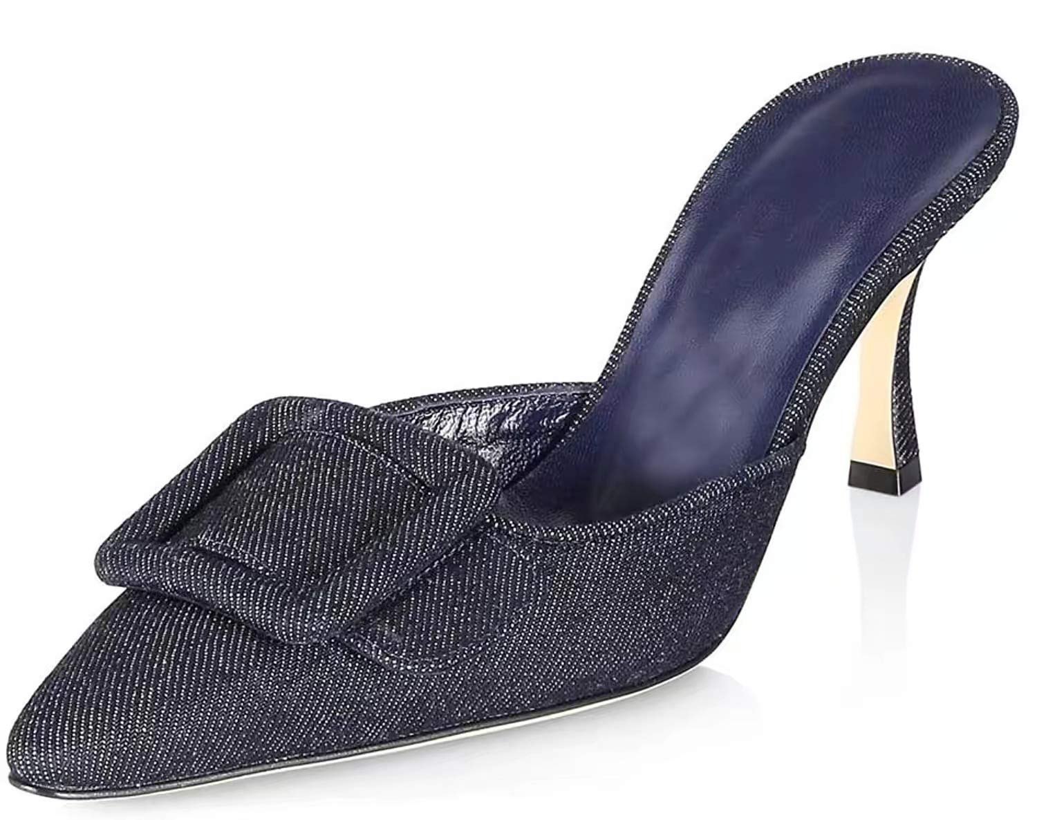Mule Slipper for Women, Woman's Buckle Mule Slipper Kitten Heel Mules Pointed Toe Slides Knot Shoes