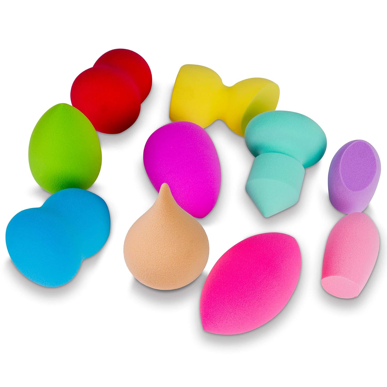 SHANY Makeup Premium Beauty Sponge Blender Puff Set - Latex-free & Vegan, Multipurpose Shapes & Colors - Set of 10 : Beauty