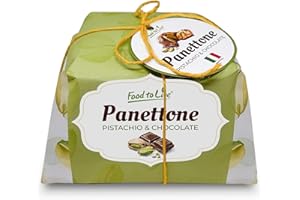 FOOD TO LIVE Italian Pistachio and Chocolate Panettone, Pack of 1 - Artisan Holiday Bread, Festive Dessert, Premium Gift, Traditional Baked Loaf, 750g (1.65 lb) x 1