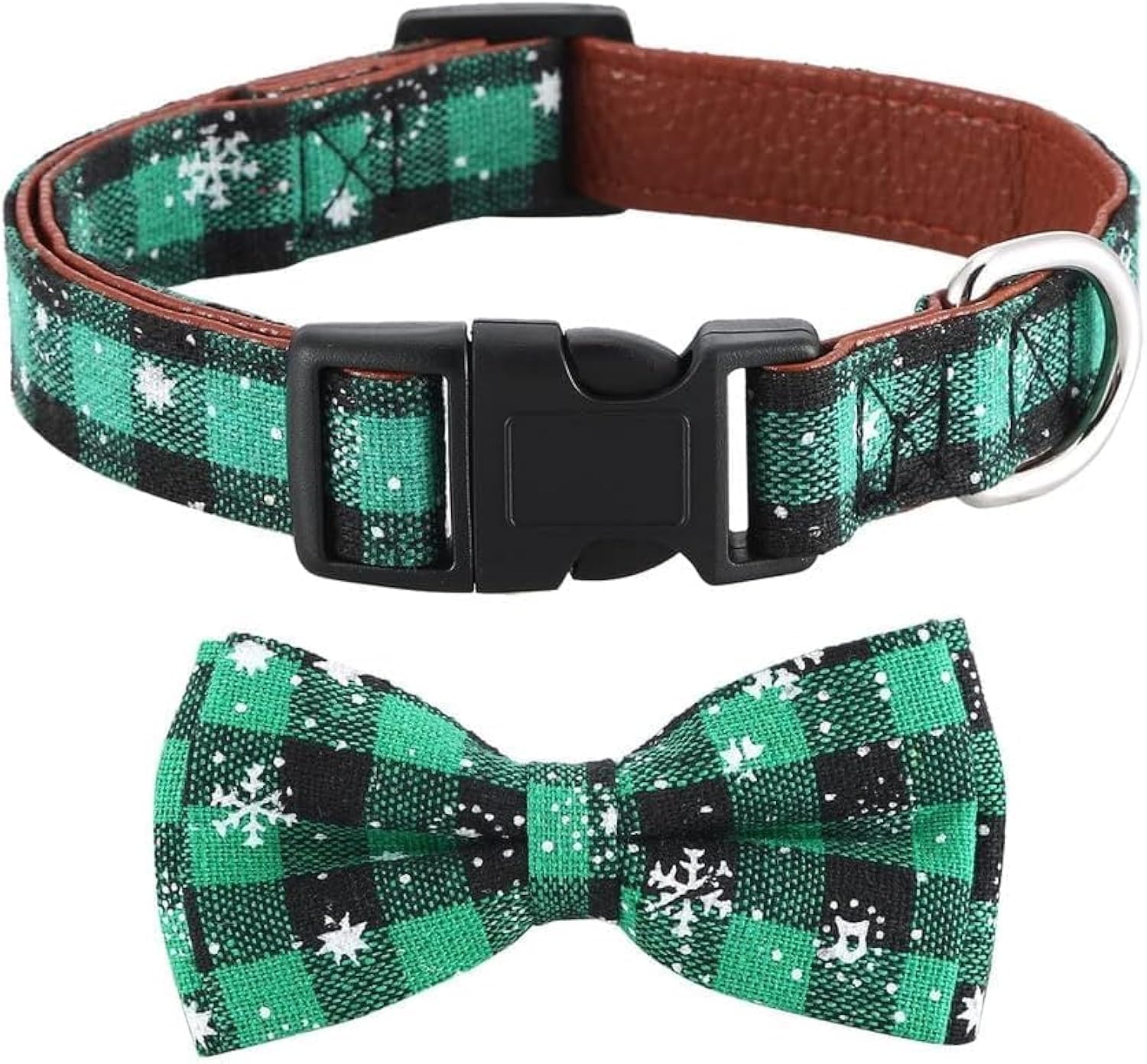 Asvin Christmas Dog Collar, with Bow tie Collar, Soft, Comfortable and Adjustable, For Dogs Small Medium Large Christmas (L, Green)