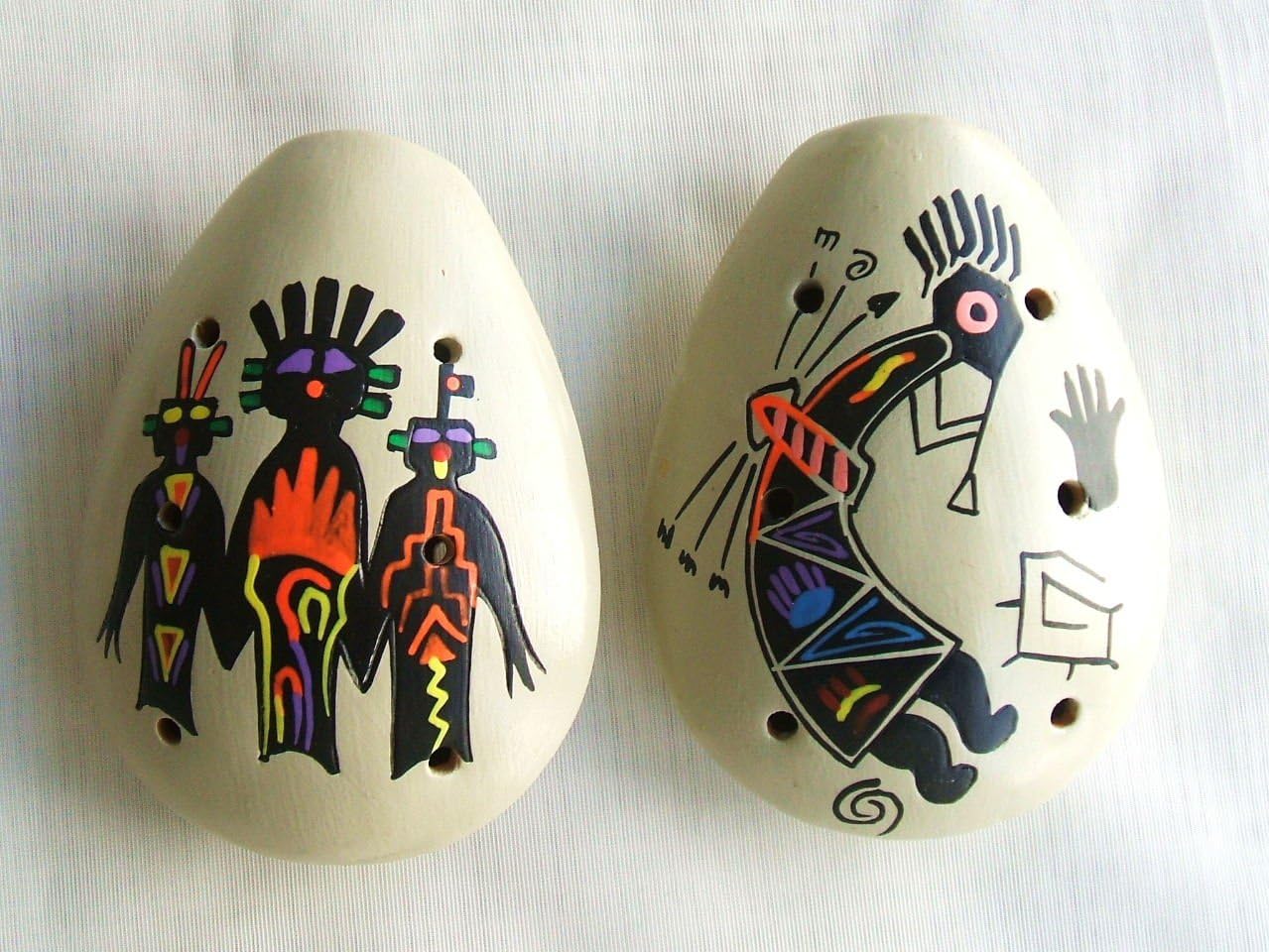 Two Large Peruvian Ocarina. Musical Instrument. Southwest