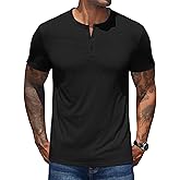 COOFANDY Men's Henley Shirts Short Sleeve Casual Basic Henley Tee Summer Button Lightweight Stretch T Shirts