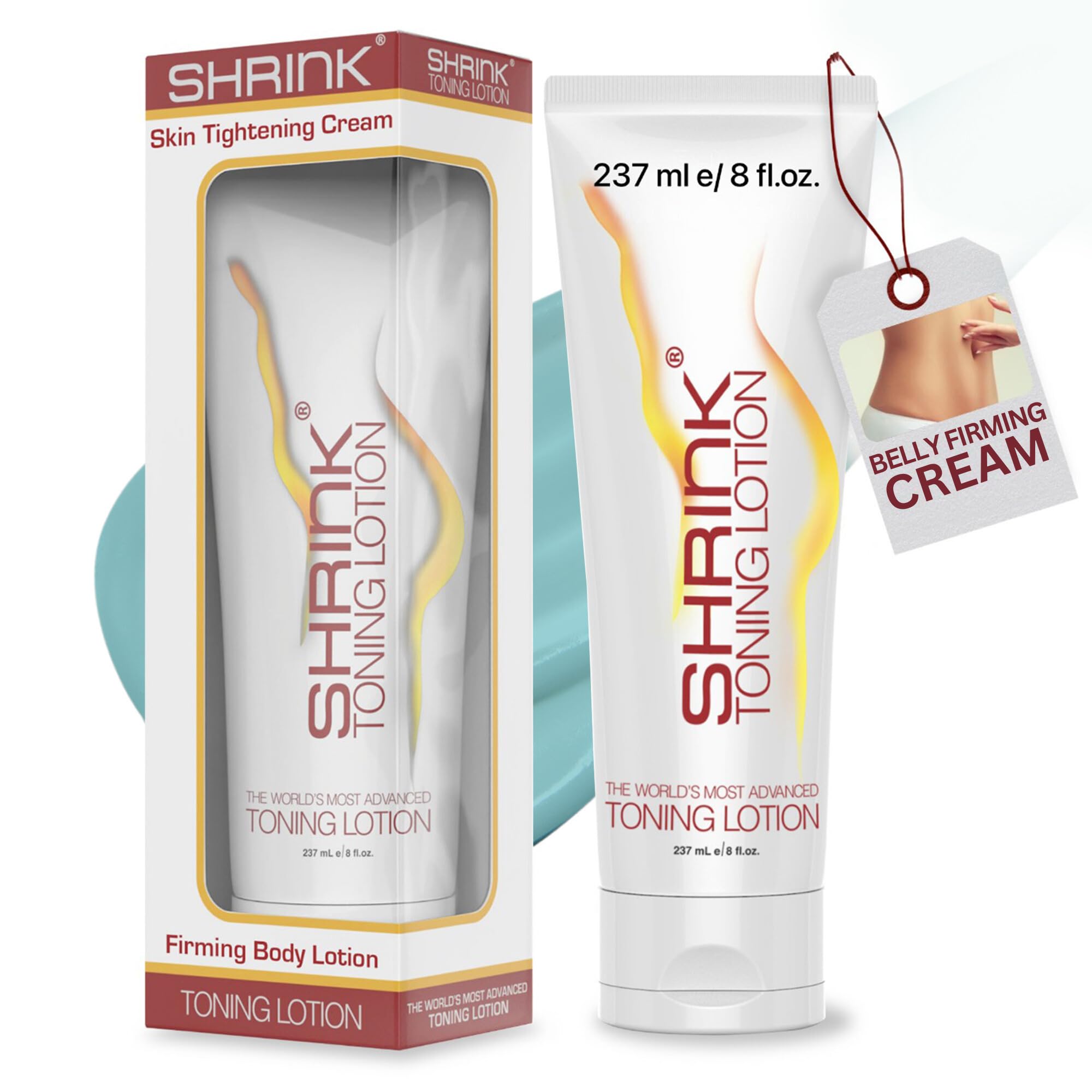 Shrink Toning Lotion - Heat Activated Cellulite Cream and Firming Body Lotion for Loose Skin for Stomach, Tummy, and Body with Vitamin E and Caffeine