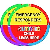 Autism Awareness Home Safety Sticker 6" x 6" Autistic Child Lives Here Vinyl Labels Emergency Responders Special Needs Warning Sign for Home House Window Door 2pcs