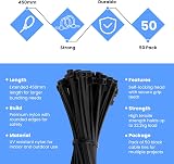 On1Shelf Cable Ties Black 450mm 4.8mm 50-Pack Heavy Duty Nylon Zip Ties view 3