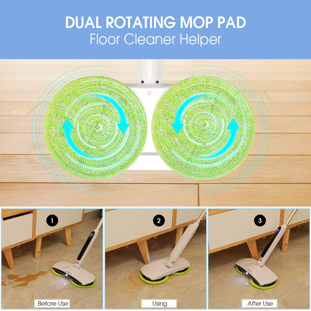GOBOT Electric Mop with Motorized Dual Spin Mopheads, Battery Display