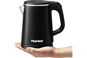 TOPWIT 0.8L Small Electric Kettle, Portable Travel Kettle Stainless Steel - 800W Fast Boiling, Auto Shut-Off & Boil-Dry Protection, Tea Kettle for Home, Office, Business Trip, Hotel, Dorm(Without Cup)