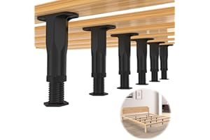 Yuleimy Adjustable Height Bed Support Legs, 6 PCS (8.3-14.5 Inch)​ Plastic Center Support Legs for Queen King Bed Frame & Slats, Non-Scratch Floor Protectors, Quiet Bed/Furniture Leg Replacement Kit