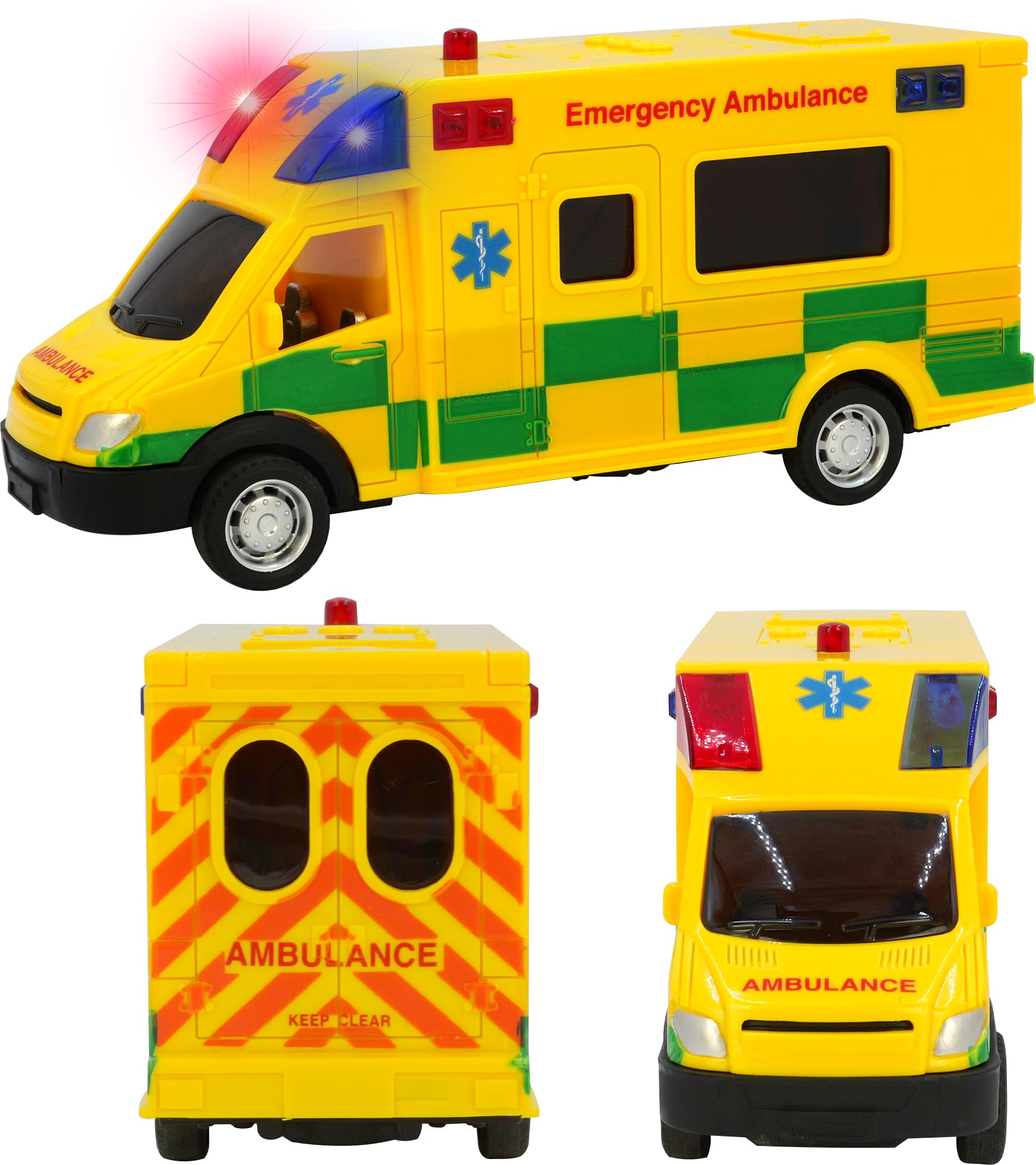 D.A.Y. Republic UK 1:40 Scale Emergency Ambulance Toy With Flashing Lights & Sounds, Friction Powered Play Vehicle, for Boys and Girls