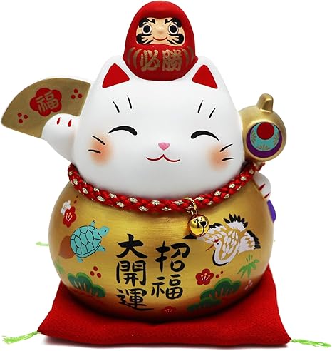 Amazon 招き猫 置物 おしゃれ 必勝 だるま 招き猫 金 陶器 おみくじ
