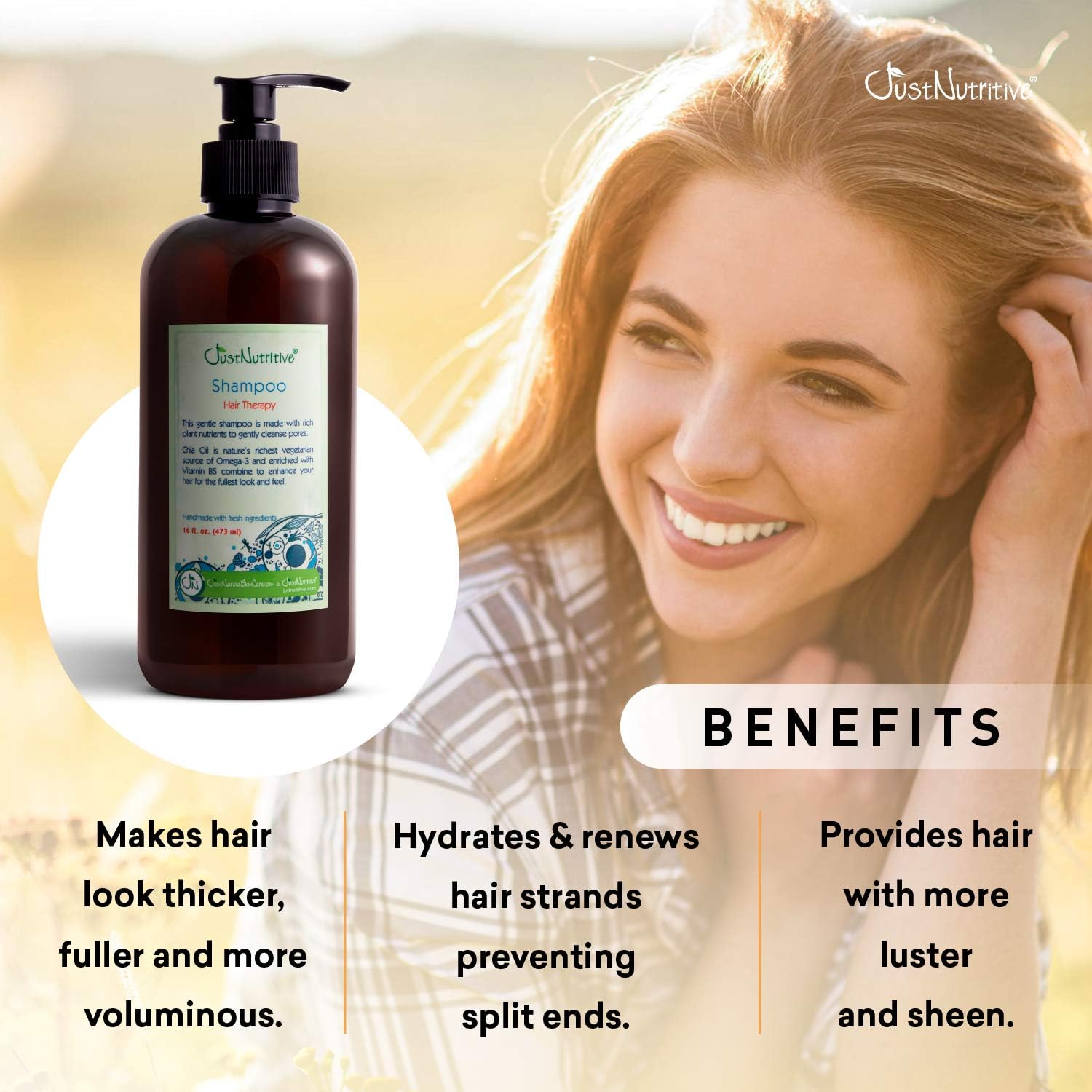 Hair Loss Therapy Shampoo for Thinning Hair and Hair Loss Improves Hair Regrowth, for Men and Women Natural & Nutritive Botanical Ingredients, Sulfate Free, All Hair Types, 16 Fl Oz Just Nutritive: Health & Personal Care