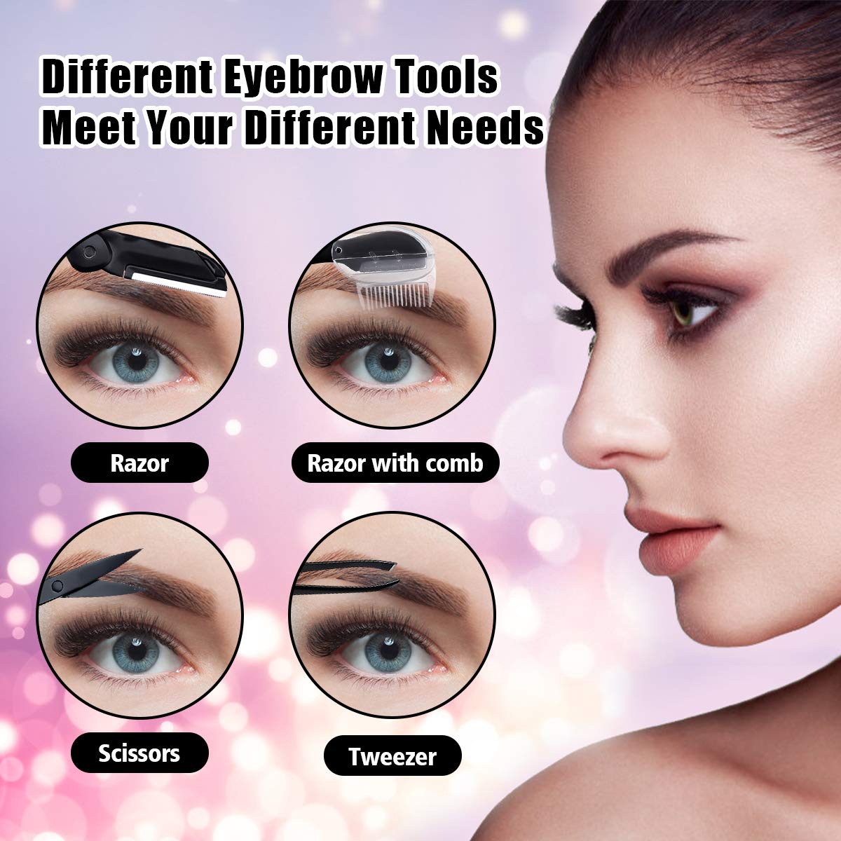 Eyebrow Razor, Hizek 6 in 1 Eyebrow Kit, Multipurpose Exfoliating Dermaplaning Tool Face Razors for Women, Including Facial Trimmer Shaver, Eyebrow Brush, Scissors, Tweezers, Storage Bag : Beauty