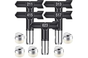 POMELOTREE Spray Nozzle Spray tip Reversible Spray Tips Airless Paint Sprayer Nozzle Tips Airless Paint Spray Machine Parts for Homes Buildings Garden Decks Fences (5 Pieces - 211, 313, 415, 517, 623)