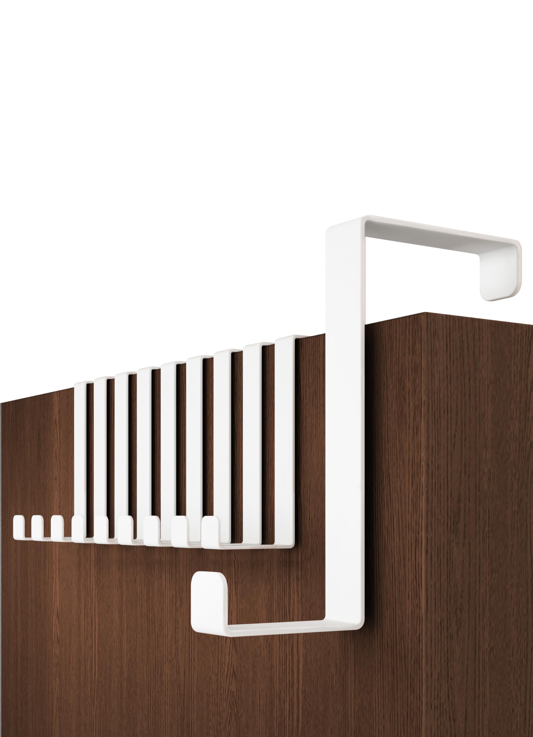 Menz Over Door Hanger – 10 pcs. in White - Coat Hooks 3.6 cm (1.4") + 4.1 cm (1.6") - Over Door Hook for Hanging Clothes, Coat Rack