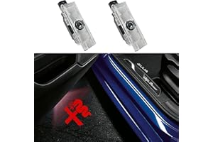 JUNMEI Door Lights Logo Projector Puddle Lights Ultra-Bright Welcome Step Light,Never Fade Puddle Lights Compatible with Alfa Romeo Giulia 952 Stelvio 949 Tonale Giulietta Accessories (Red Logo)