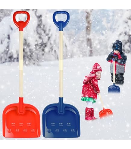 Kid Snow Shovel With Wooden Handle, Kids Size Orange Durable Shovel For
