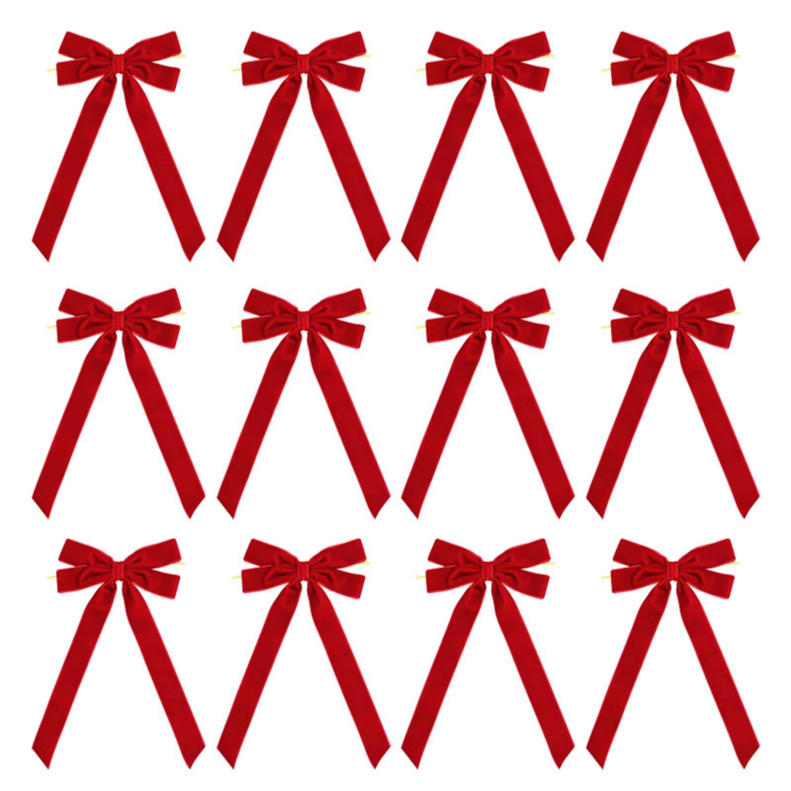 Photo 1 of ***SIMILAR **** 12Pcs Velvet Ribbon Bows for Christmas Tree Decorations, Vintage Rustic Small Craft Bows Ornaments for Garland Wreath Gift Wrapping Candy Bags Party DIY Decoration