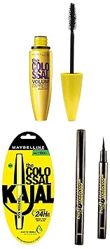Maybelline New York Colossal Kit(Kajal + Volume Express Washable Mascara Glam Black + Liner)