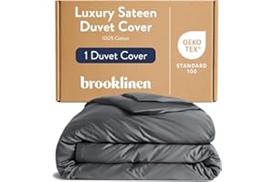 Brooklinen Luxury Sateen Duvet Cover - 100% Cotton, Full/Queen Size in Slate Grey with Extra-Long Corner Ties and Button Closure - Best Full/Queen Duvet Covers