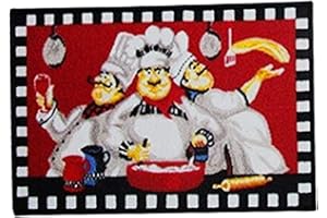 Kitchen Mats, Kitchen Rugs, 3 Chef Print Floor Mat Non-Slip Absorbent Mat 24x16 Washable Mats Decorations for, Bedroom and En
